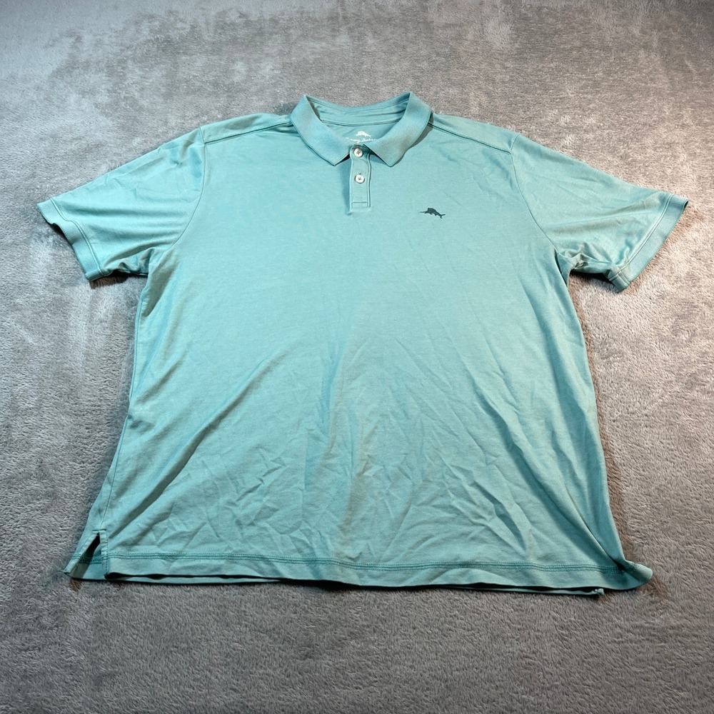 Tommy Bahama Polo Shirt Mens XL Teal Moisture Wicking Golf Supima Outdoorsy Dad